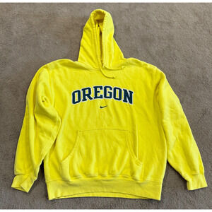 Vintage Nike Oregon Ducks Hoodie Mens Center Swoosh Yellow Oversized Size Medium